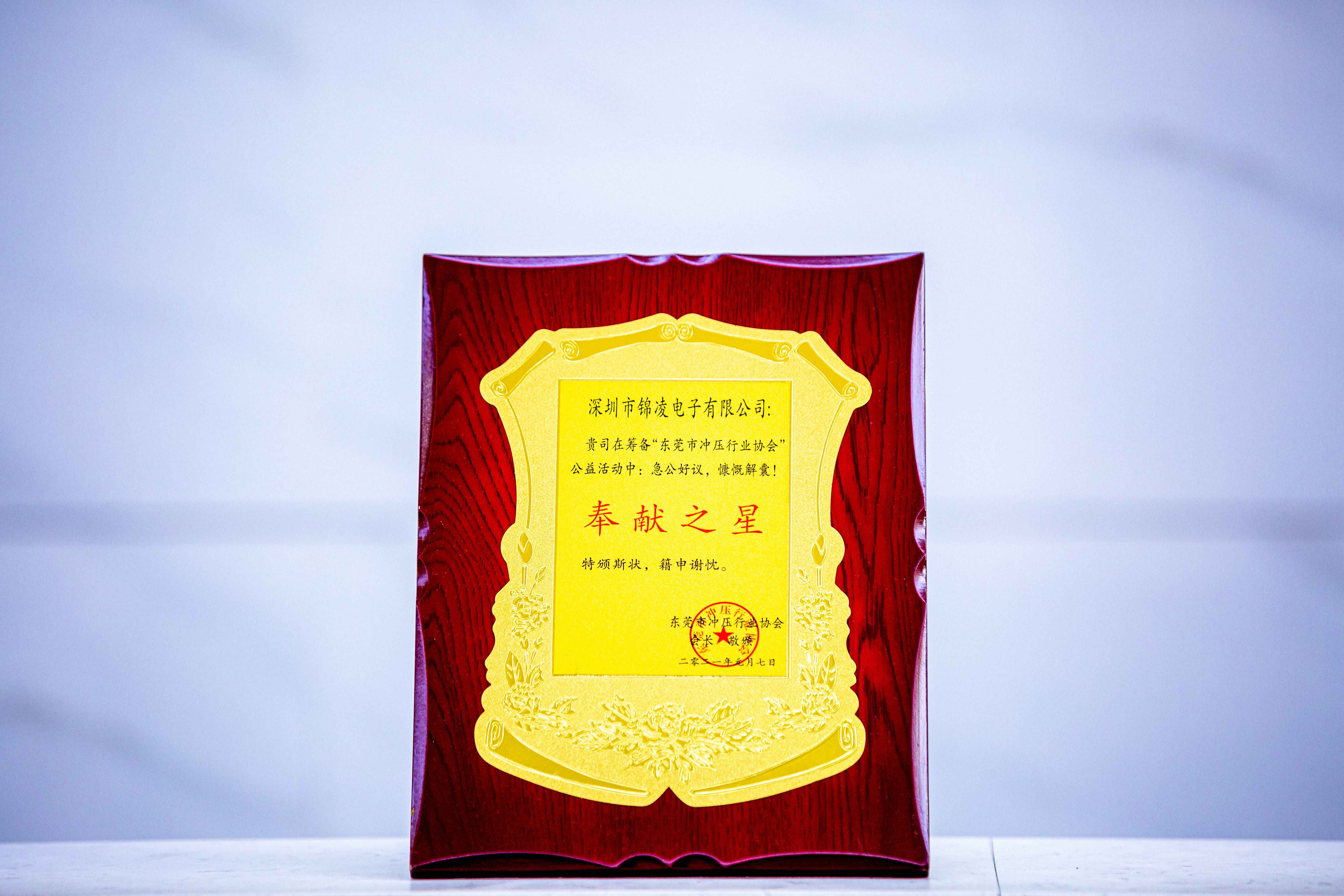 “東莞市沖壓行業協會”公益活動中:急公好義,慷慨解囊!獲得奉獻之星的榮譽